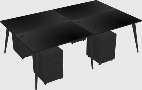 Shared rectangular office desk system