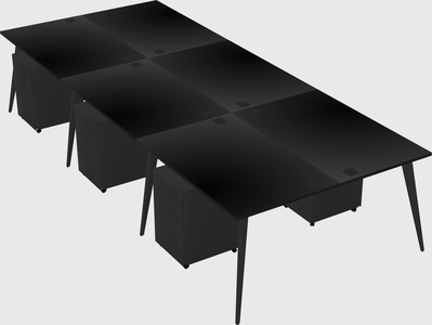 Shared rectangular office desk system