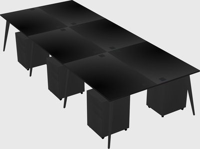 Shared rectangular office desk system