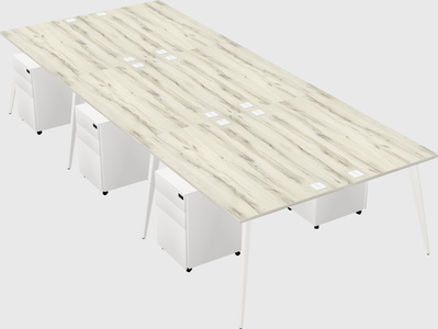 Shared rectangular office desk system