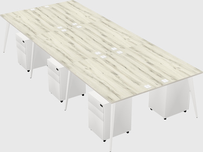 Shared rectangular office desk system