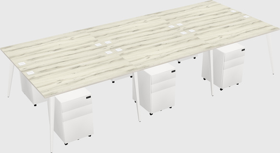 Shared rectangular office desk system