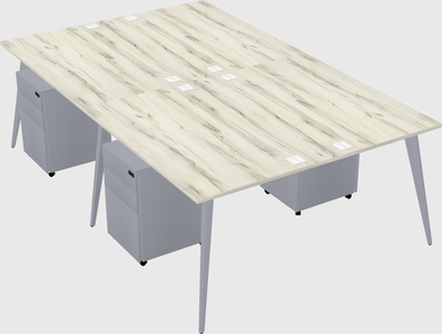 Shared rectangular office desk system