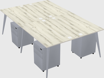 Shared rectangular office desk system