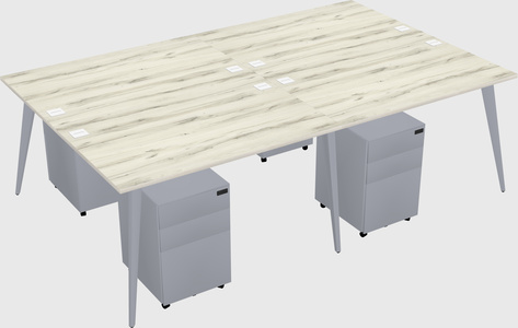 Shared rectangular office desk system