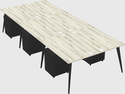 Shared rectangular office desk system