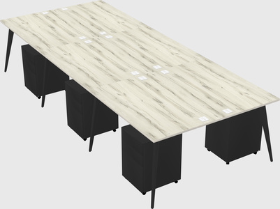 Shared rectangular office desk system