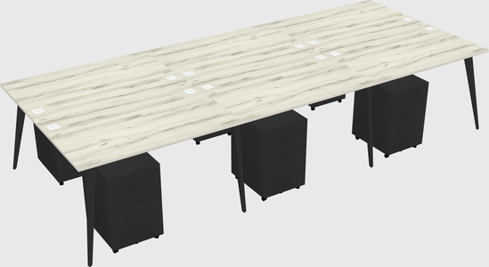 Shared rectangular office desk system