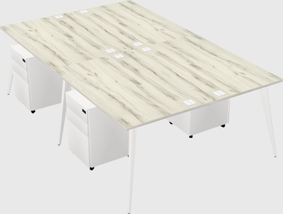 Shared rectangular office desk system