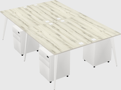Shared rectangular office desk system