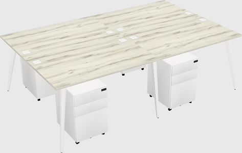 Shared rectangular office desk system