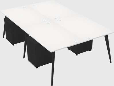 Shared rectangular office desk system