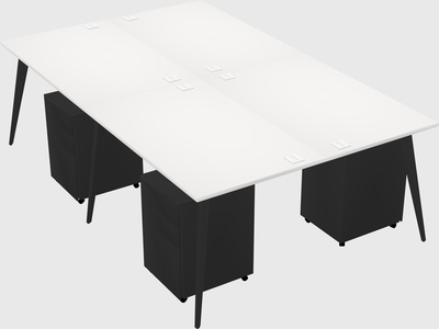 Shared rectangular office desk system