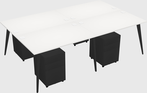 Shared rectangular office desk system