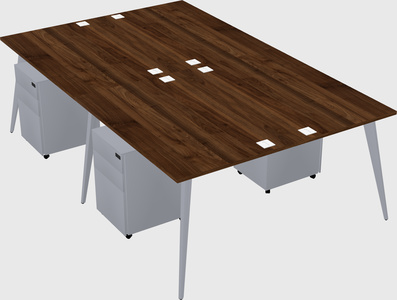 Shared rectangular office desk system