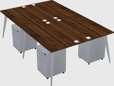 Shared rectangular office desk system
