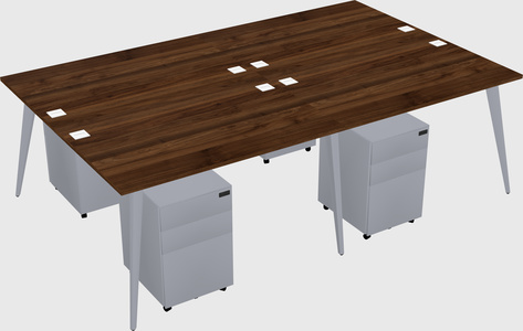 Shared rectangular office desk system