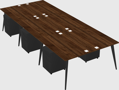 Shared rectangular office desk system