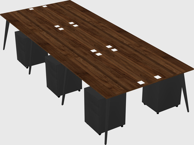 Shared rectangular office desk system