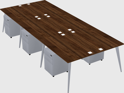 Shared rectangular office desk system