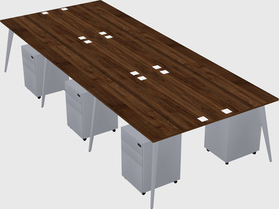 Shared rectangular office desk system