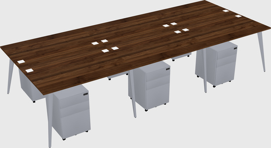 Shared rectangular office desk system
