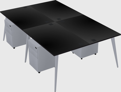 Shared rectangular office desk system