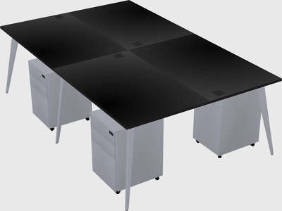 Shared rectangular office desk system