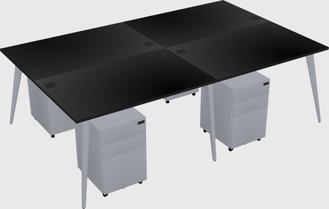 Shared rectangular office desk system