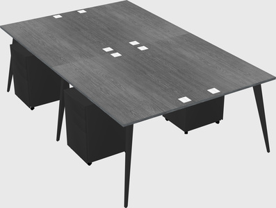 Shared rectangular office desk system