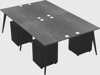 Shared rectangular office desk system