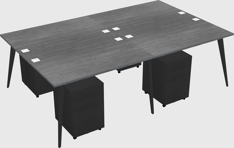 Shared rectangular office desk system