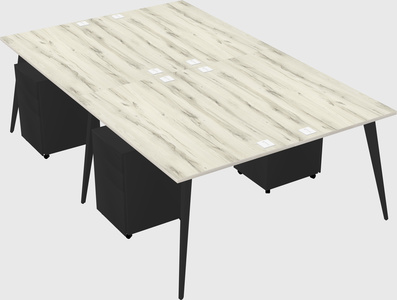 Shared rectangular office desk system