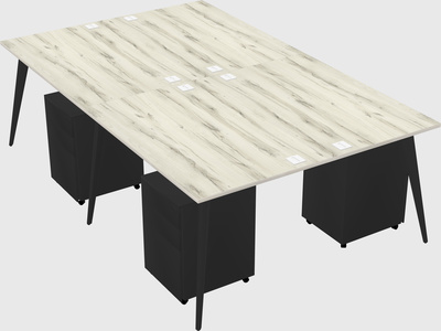 Shared rectangular office desk system