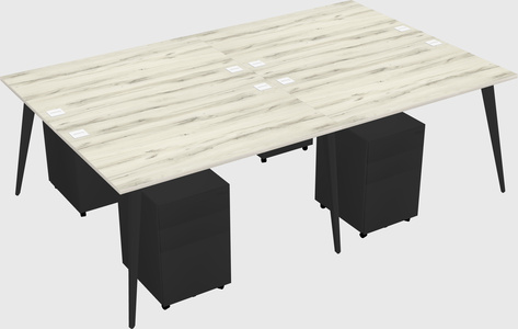 Shared rectangular office desk system