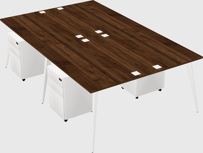 Shared rectangular office desk system