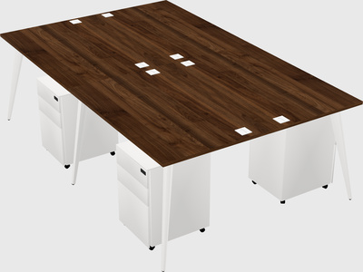 Shared rectangular office desk system