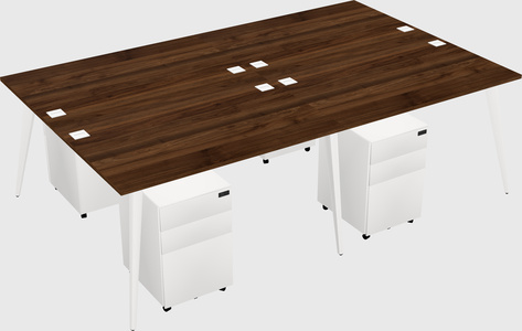 Shared rectangular office desk system
