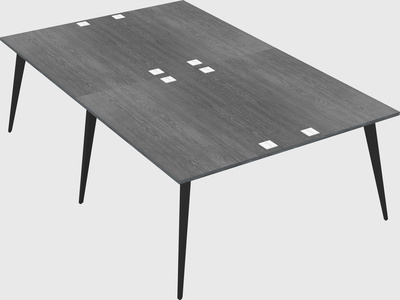 Shared rectangular office desk system