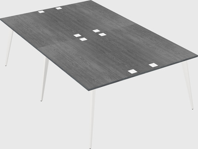 Shared rectangular office desk system