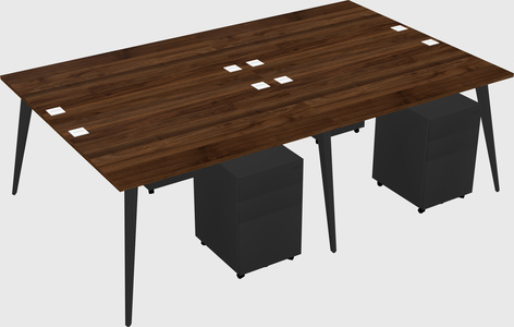 Shared rectangular office desk system