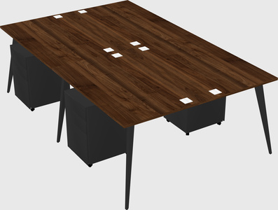 Shared rectangular office desk system