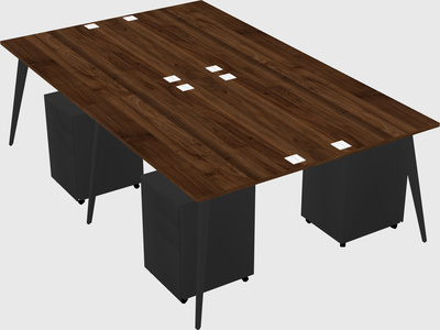 Shared rectangular office desk system