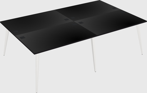 Shared rectangular office desk system