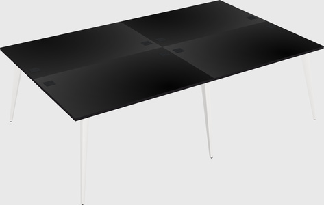Shared rectangular office desk system