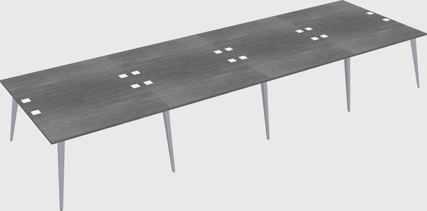 Shared rectangular office desk system