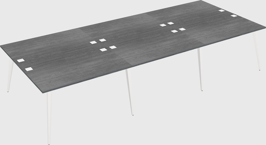 Shared rectangular office desk system