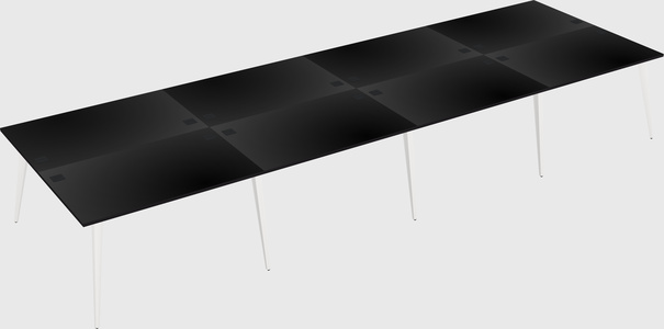 Shared rectangular office desk system