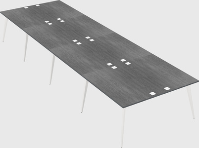 Shared rectangular office desk system