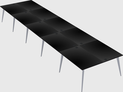 Shared rectangular office desk system